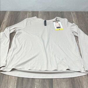 Mondetta Women's Long Sleeve Crewneck Top - Light Taupe